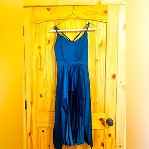 One One Six Teal Satin Cocktail Dress